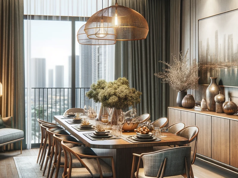 Dining area with table and chairs