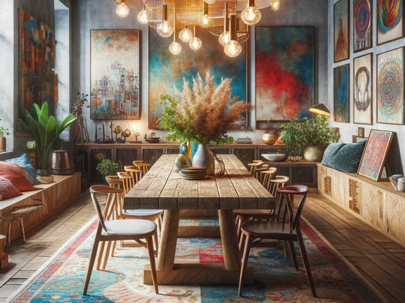 Dining area with table and chairs